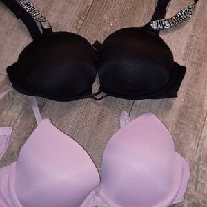 Victoria Secret Bras Size 32c Ellegant Black Bling